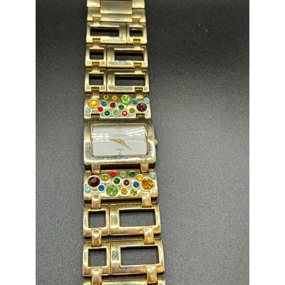 Suzanne Somers Gold Tone Crystal Bracelet Watch Multi-Color Rhinestone Dial - Picture 3 of 13